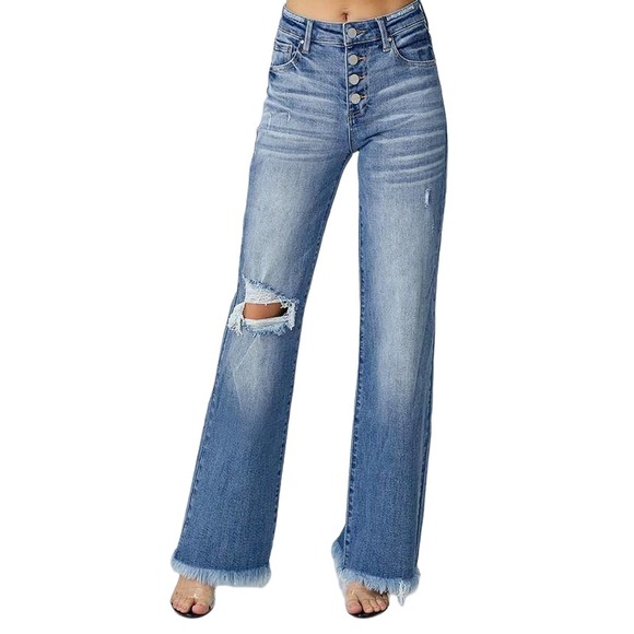 💥Risen Mid-Rise Button Down Wide Leg Jeans - Picture 3 of 8